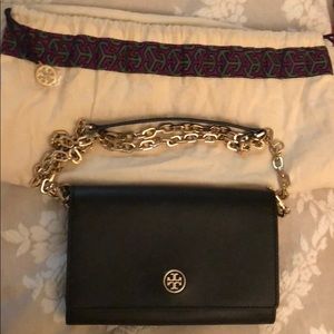 Tory Burch black clutch with shoulder strap